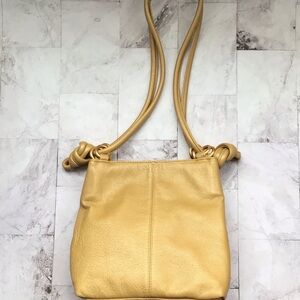 Chic Light Gold Leather Shoulder Bag